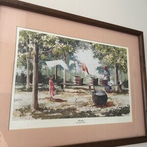Vintage Art print “Monday” by Sandy Clough. Professionally framed at purchase.